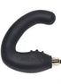 Rocks Off Rude Boy 7 speed vibrator in black with a curved design and gold accent on the base.