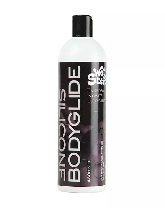 Bottle of Enomatic Bodyglide lubricant on a white background