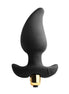 Rocks Off Butt Quiver vibrator in black silicone with a gold base, featuring a tapered design for targeted stimulation.