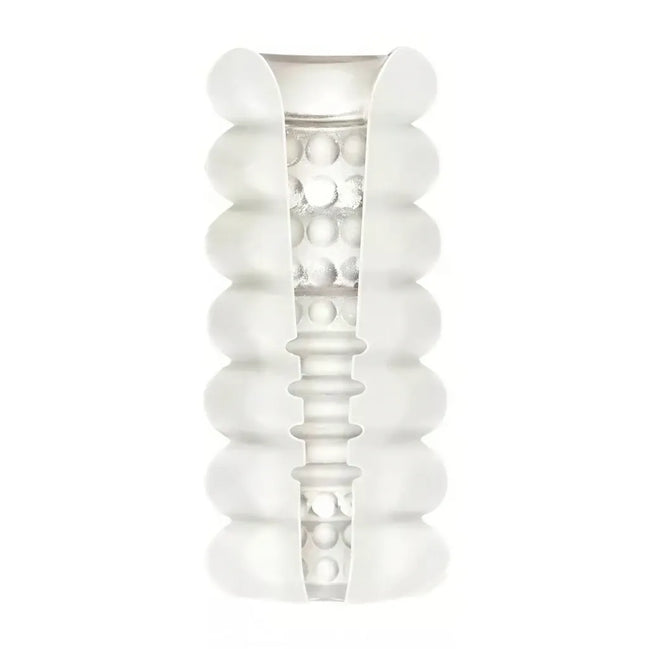 Doc Johnson Mood Ur3 Stroker Thrill in white with textured interior and smooth exterior, designed for enhanced stimulation.