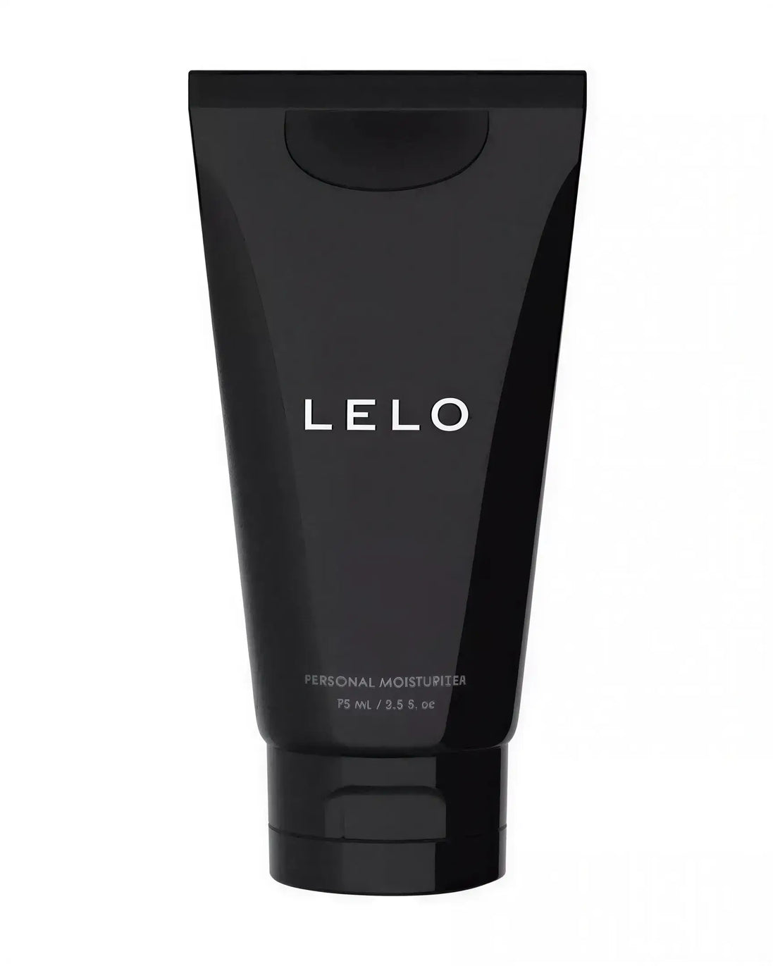 Lelo personal water-based moisturizer in a 75ml black tube with white text.