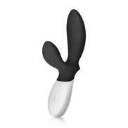 Lelo Loki Wave prostate stimulator in black and white with a curved design and dual stimulation points.