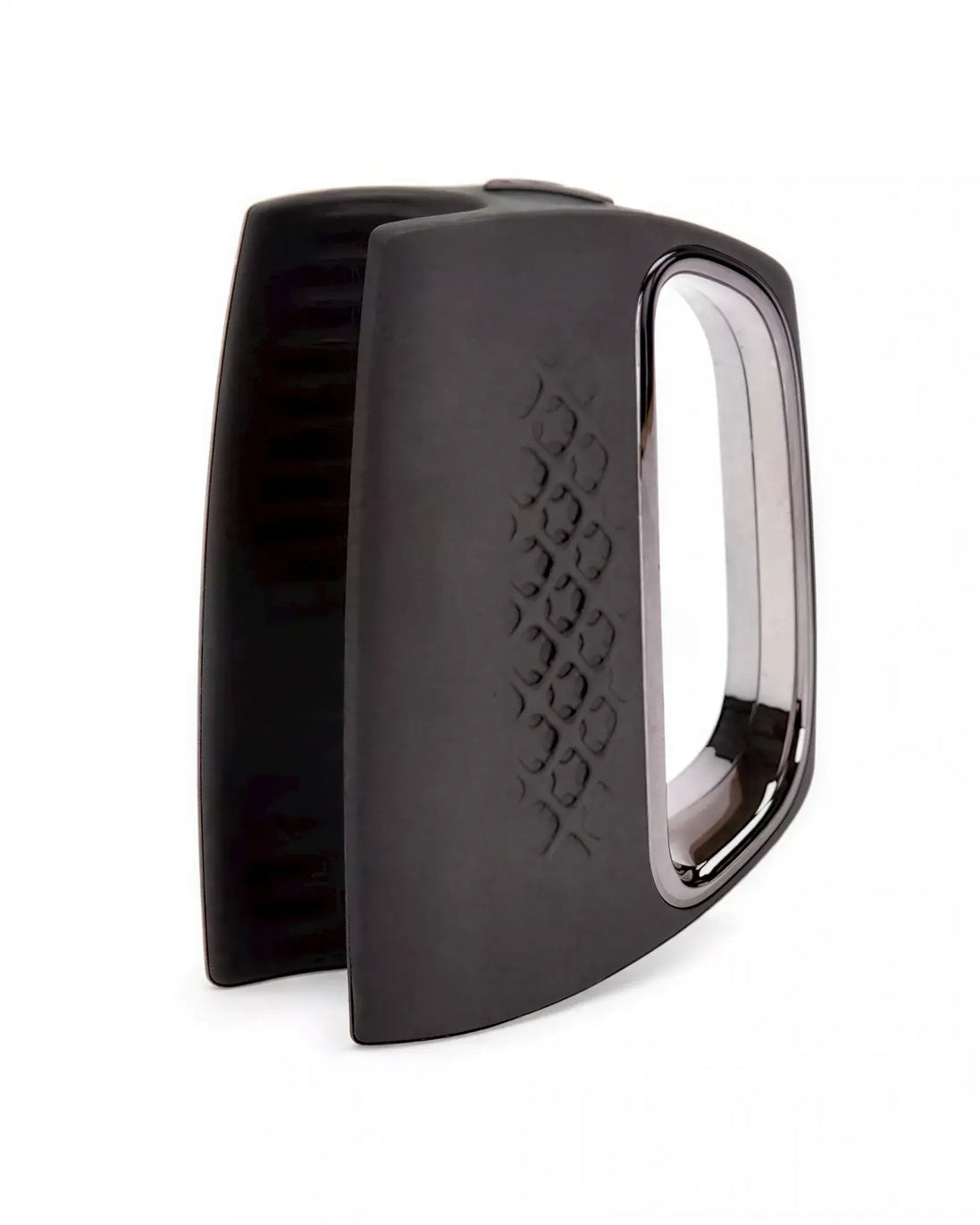 Rocks Off Rise 10 speed vibrator in black with a sleek design and textured grip, angled for ergonomic use.
