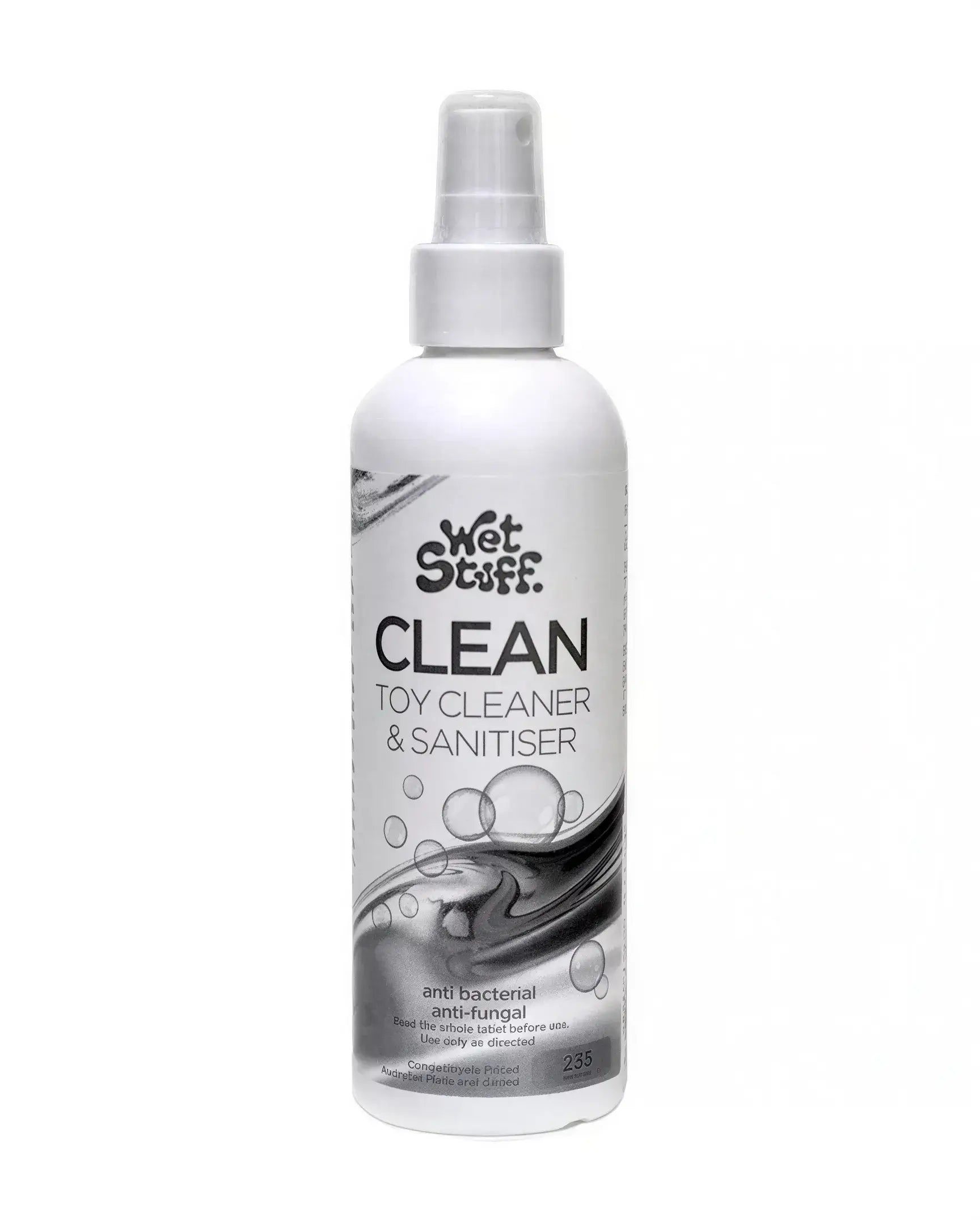 Wet Stuff Clean Spray Mist Lubricant 235g in a white spray bottle with a clear nozzle and black text label.