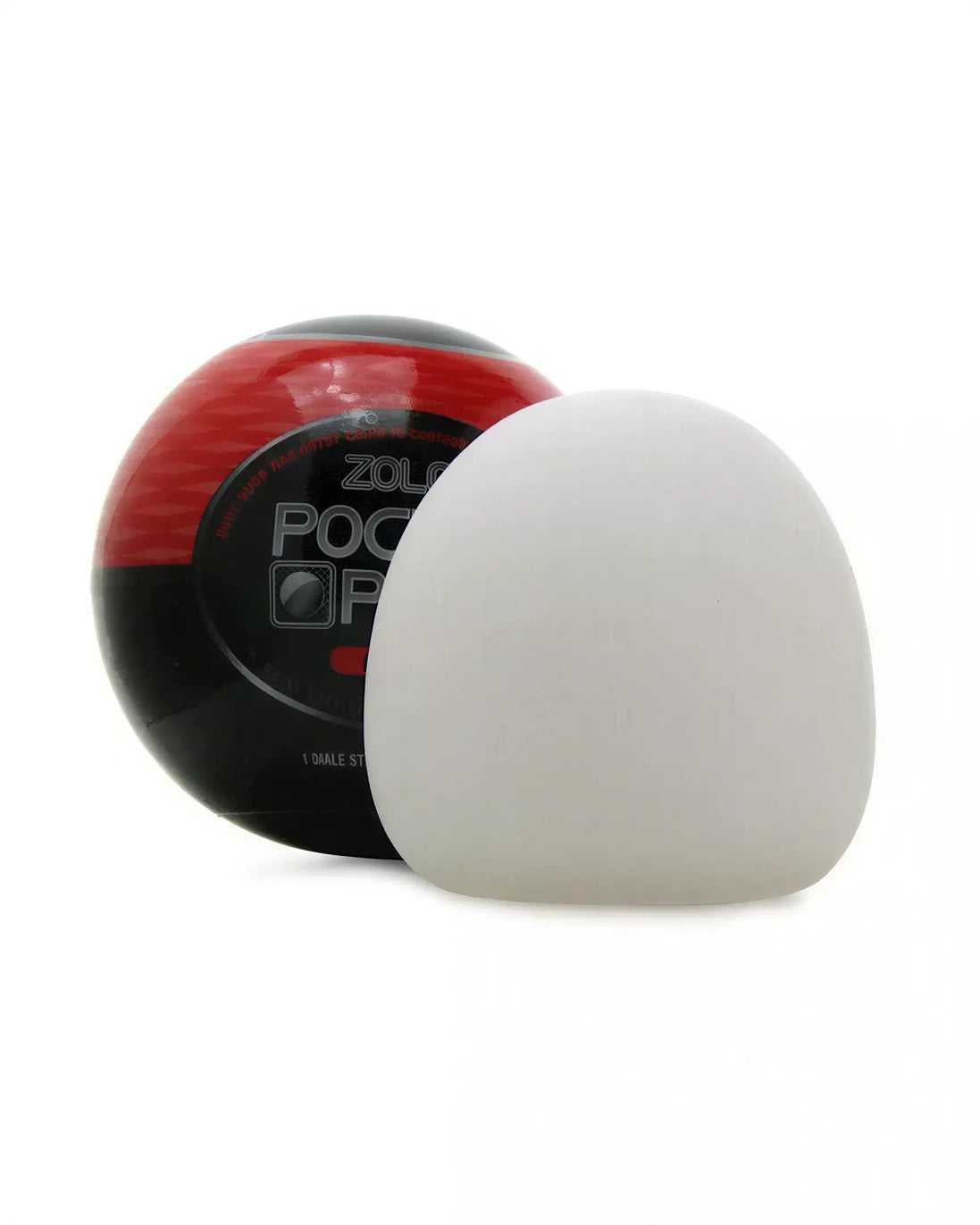Zolo Pocket Pool Straight Shooter in black and red packaging with a white silicone sleeve beside it.