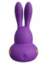 Kama Sutra Rhythm Chari vibrator in purple with rabbit ears and gold accents, featuring a power button on the base.