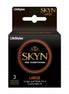 Lifestyles Skyn large non-latex condoms 3 pack in black packaging with orange accents and product details.