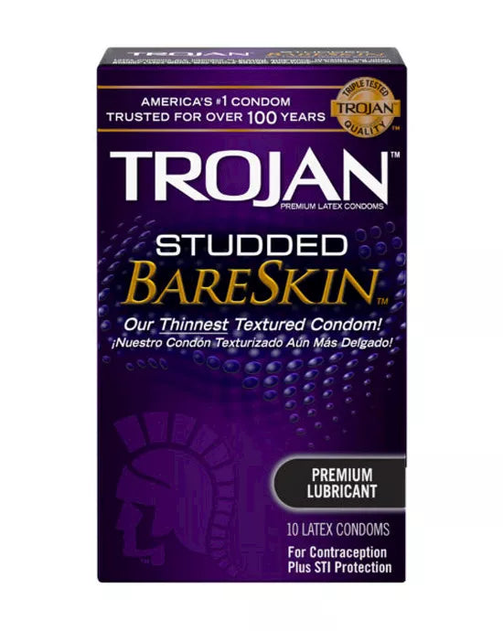 Trojan Studded Bare Skin Condoms 10 Pack