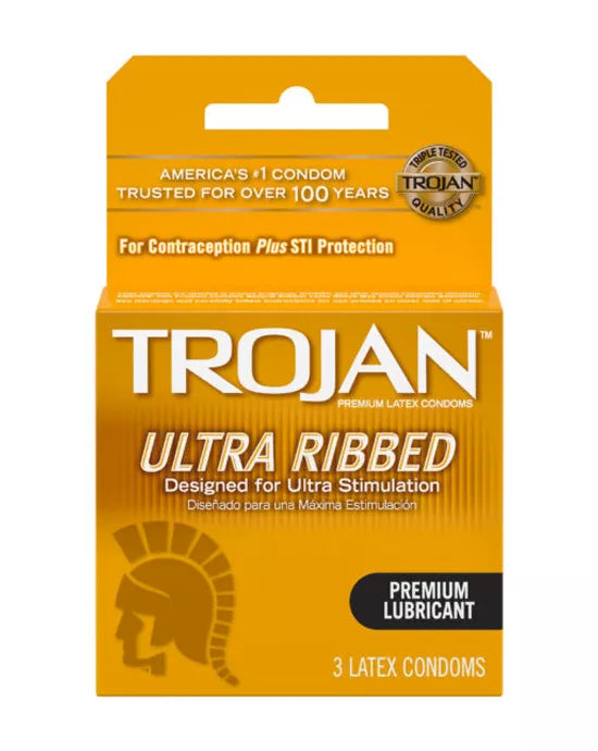 Trojan Ultra Ribbed Condoms 3 Pack