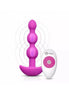 B-Vibe Triplet anal beads in pink with a remote control, featuring three graduated beads and a flared base.