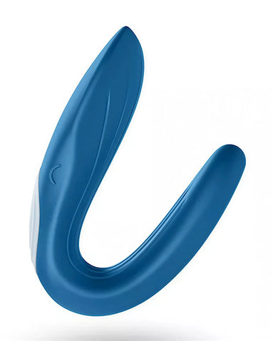 Satisfyer Partner Whale in blue, featuring a curved design with a smooth surface and ergonomic shape.