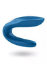 Satisfyer Partner Whale in blue, featuring a curved design and smooth surface for ergonomic use.