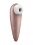 Satisfyer Number One in rose gold with a white silicone tip, designed for targeted stimulation.