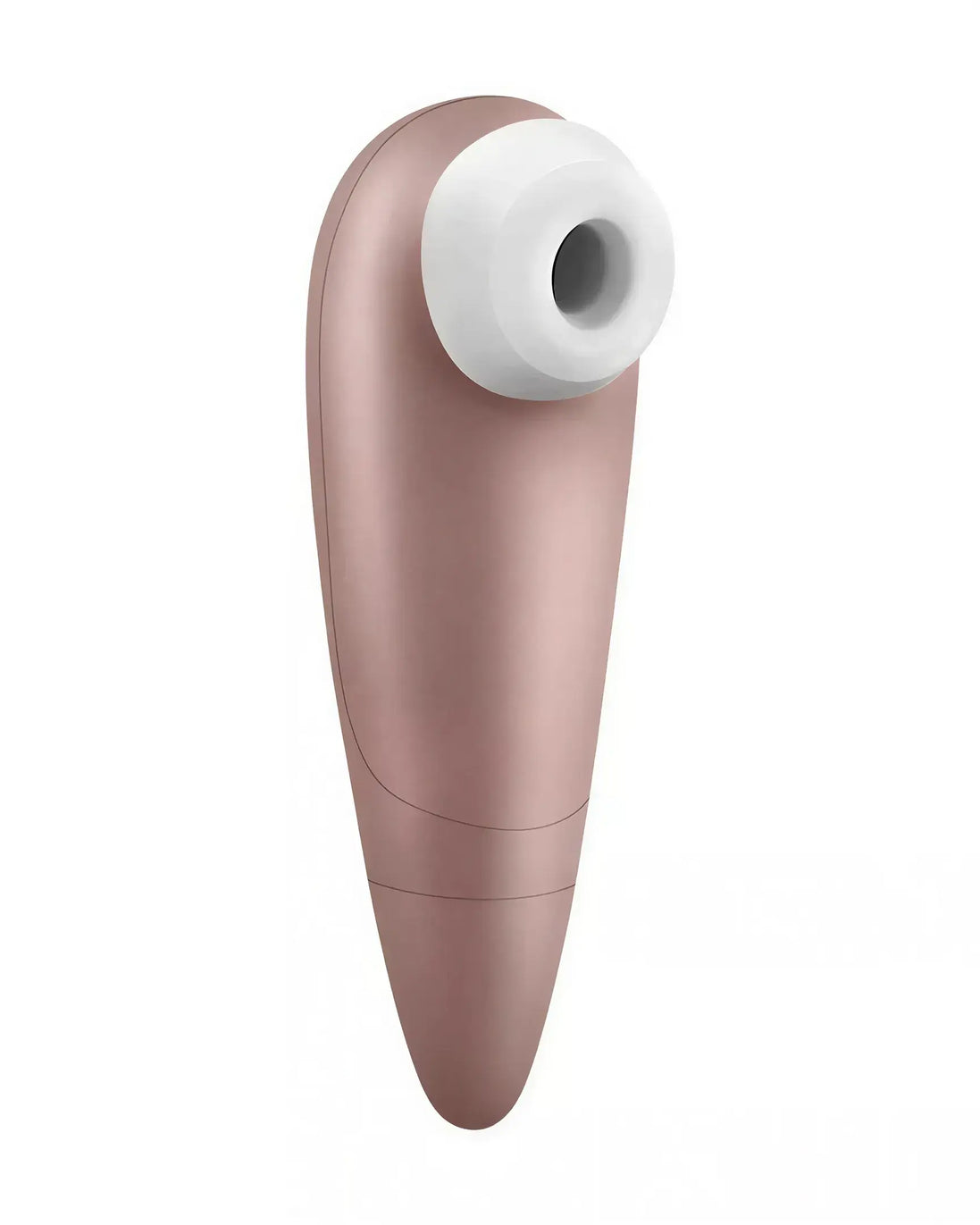 Satisfyer Number One in rose gold with a white silicone tip, designed for targeted stimulation.