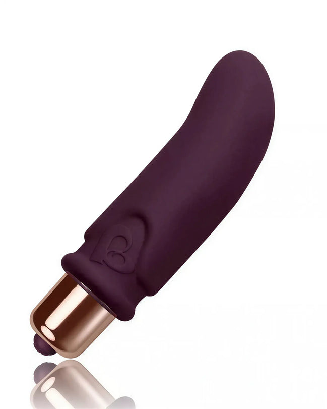 Rocks Off Dalia vibrator in purple with a smooth silicone texture and gold accent at the base.