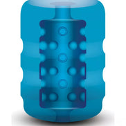 Zolo Backdoor Pocket Stroker in blue, featuring a textured interior with circular nodules for enhanced stimulation.