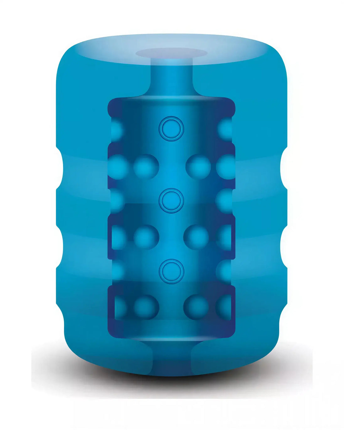 Zolo Backdoor Pocket Stroker in blue, featuring a textured interior with circular nodules for enhanced stimulation.
