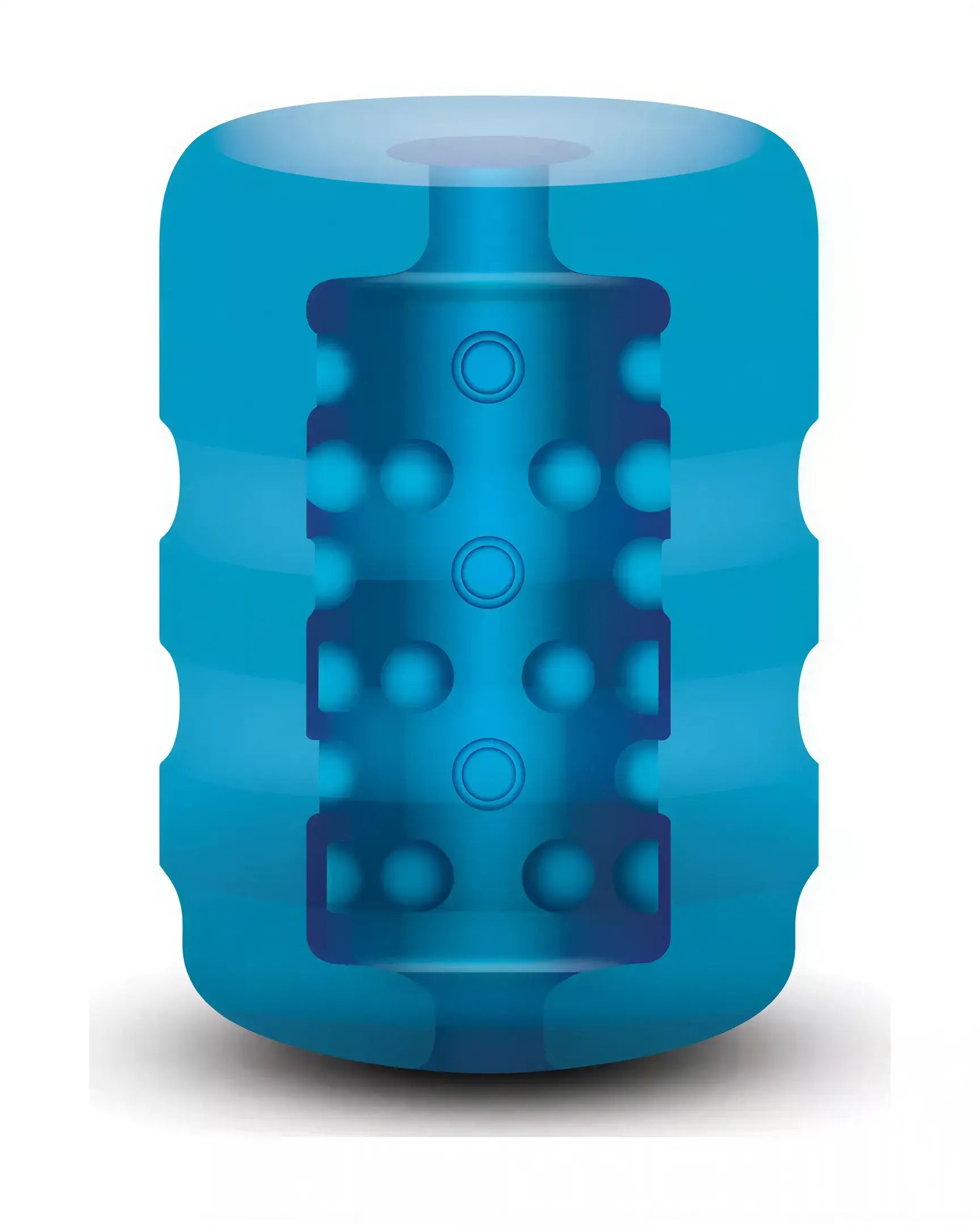 Zolo Backdoor Pocket Stroker in blue, featuring a textured interior with circular nodules for enhanced stimulation.