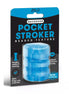 Zolo Backdoor Pocket Stroker in blue packaging, featuring a beaded texture and labeled as body-safe and flexible.