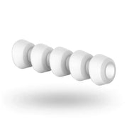 Satisfyer 1 Climax Tips in white, featuring four interchangeable silicone attachments with varying shapes and sizes.