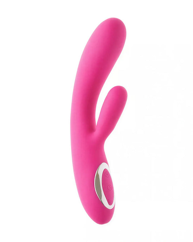 Pink Share Satisfaction Tisa heating vibrator with a smooth design and a contoured shape for stimulation.