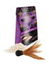 Kama Sutra Honey Dust raspberry kiss body powder with a feather applicator and powder spilling from the box.