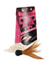 Kama Sutra Honey Dust kissable body powder in Strawberry Dreams, with a feather applicator and powder spilling from the box.