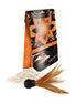 Kama Sutra Honey Dust tropical mango body powder in a box with a feather applicator and loose powder visible.