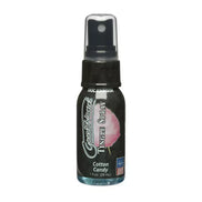 Goodhead tingle spray in a 1 oz bottle with a black label and cotton candy flavor.