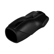 Satisfyer Men vibration masturbator in sleek black design with ergonomic shape and open end for easy use.