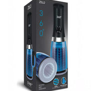 Zolo 360 rotating masturbator in a blue and black box, featuring a clear view of the product and branding details.