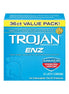 Trojan ENZ spermicidal condoms 36 pack in a blue box with a classic design and STI protection label.