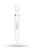 Satisfyer Wand-er Woman Wand in white with a rounded head and a purple control button.