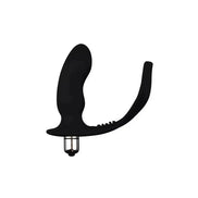 Black GK Power cockring with a curved design and textured surface for enhanced stimulation.
