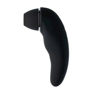 Black Electra sucking vibrator with a curved design and a rounded tip, featuring a sleek, smooth surface.