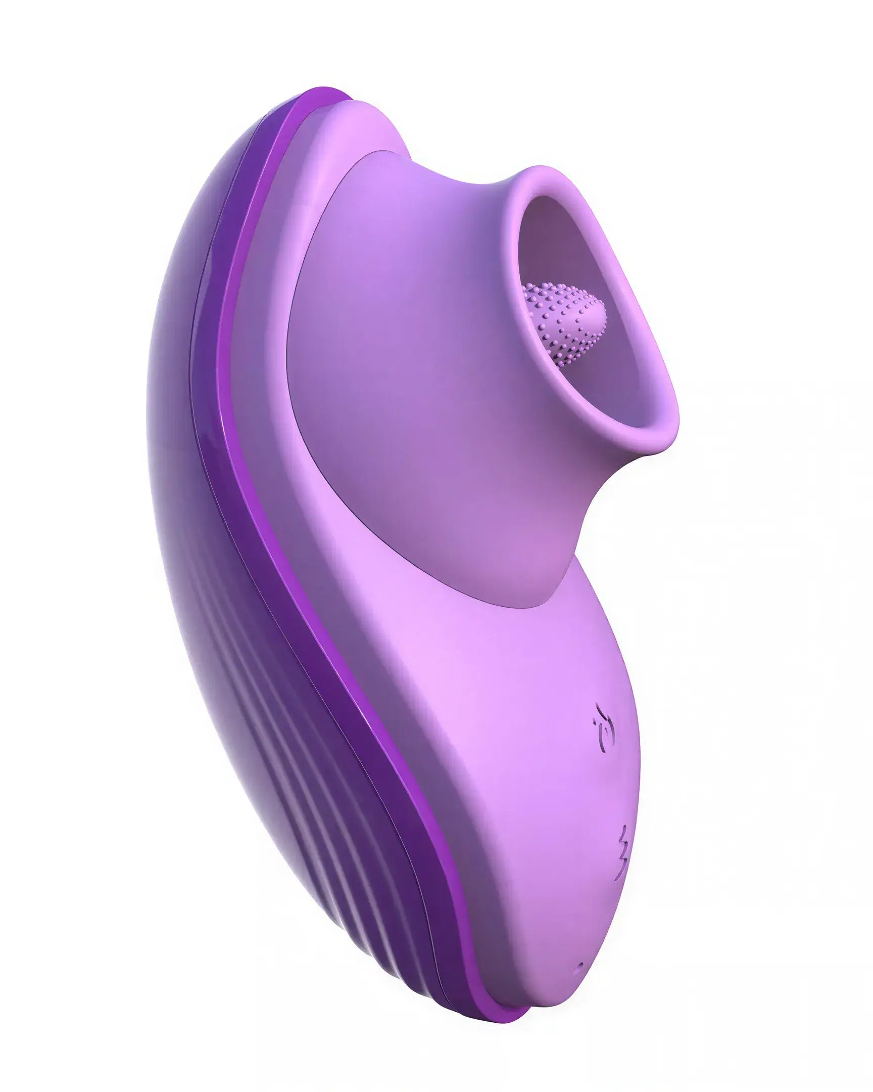 Fantasy For Her silicone fun tongue in purple, featuring a curved design with textured tip for stimulation.