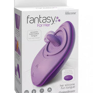 Fantasy For Her silicone fun tongue in purple packaging with textured tip and control button, designed for intimate use.