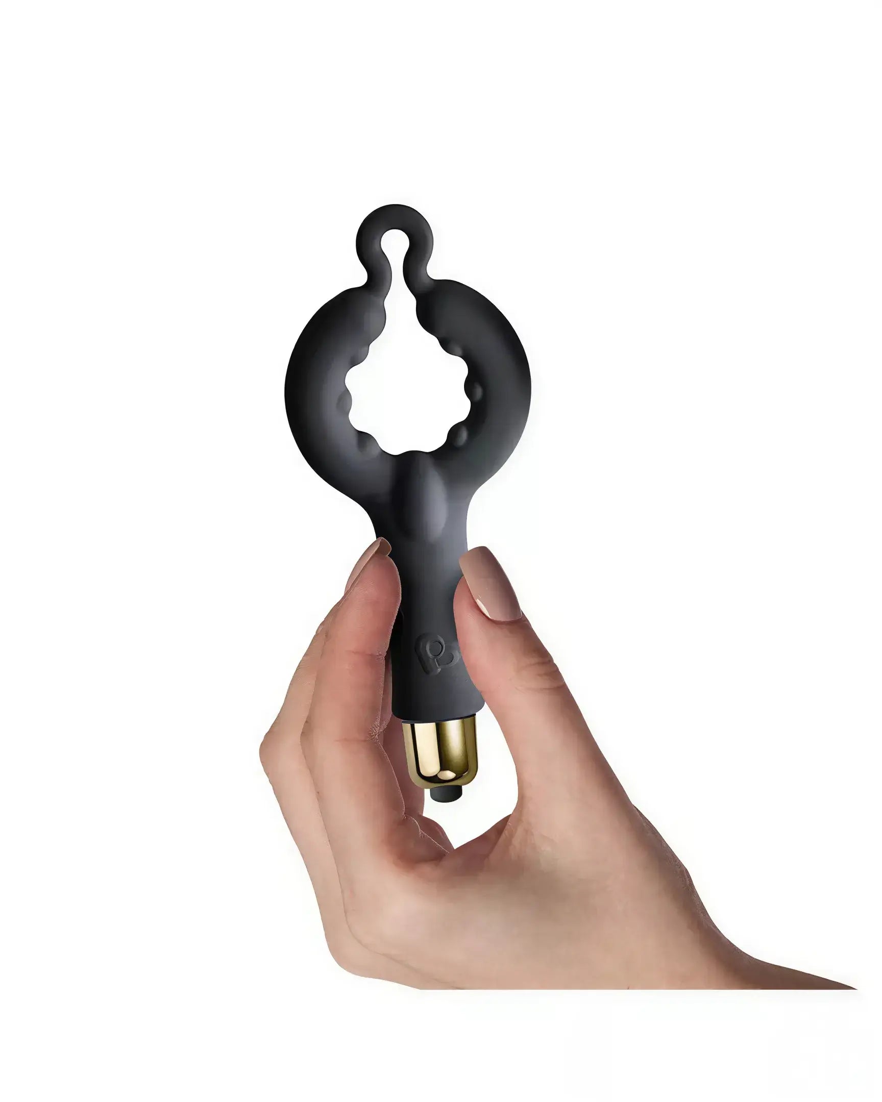 Rocks Off Silhouette Dark Desires Be Mine Kit, featuring a black silicone design held in a hand.