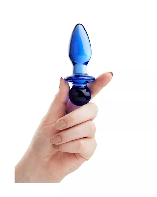 Share Satisfaction Lucent Azure Bulbed Glass Butt Plug