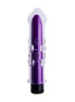 Lucent vibra glass vibrator in purple with textured bubbles, featuring a tapered tip and black base.