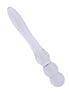 Lucent star glass massager with a smooth, clear design and three rounded sections for enhanced stimulation.