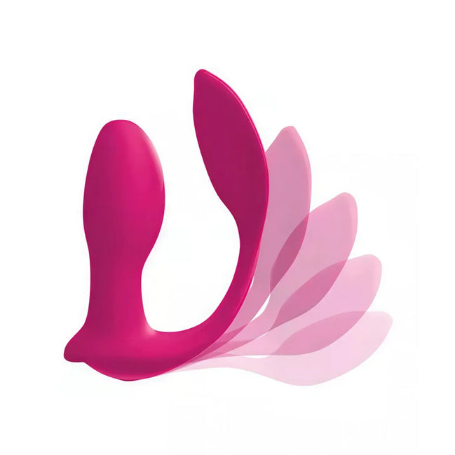 3Some Double Ecstasy in vibrant pink, featuring two flexible arms and a smooth, contoured design for stimulation.