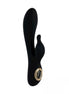 Black rabbit gem vibrator with a sleek design and a jeweled accent at the base.
