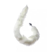 White fur-like product with a anal plug on a white background