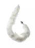 White fur-like product with a anal plug on a white background