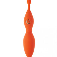 Share Satisfaction Tanda clitoral vibrator in bright orange, featuring a textured tip and a smooth ergonomic body.