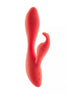 Share Satisfaction Beau Rabbit Vibrator in vibrant red, featuring a smooth design and dual stimulation points.
