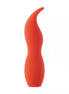 Share Satisfaction Kade external vibrator in a vibrant red color with a curved, ergonomic design.