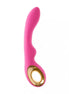Nala G-spot vibrator in bright pink with a gold base, featuring a curved design for targeted stimulation.