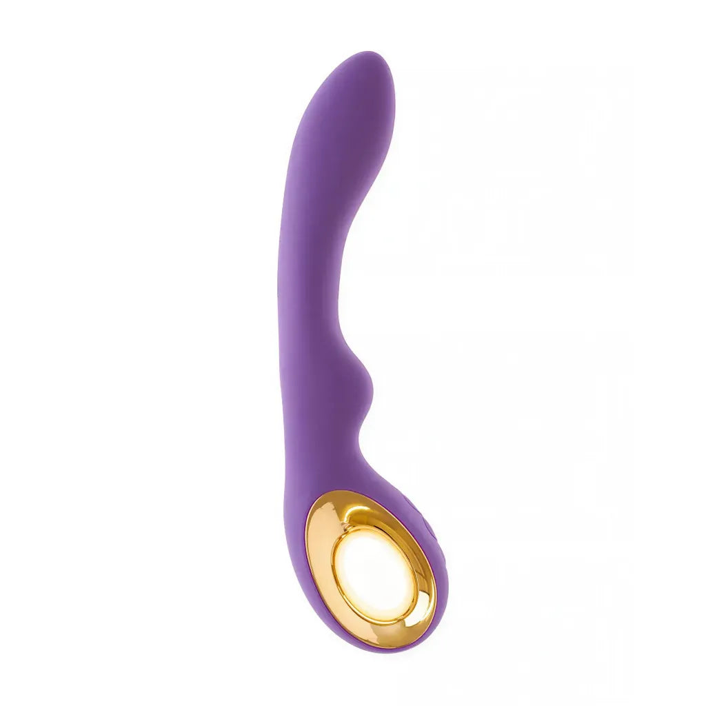 Purple Nala G-Spot vibrator with a gold accent, featuring a curved design for targeted stimulation.